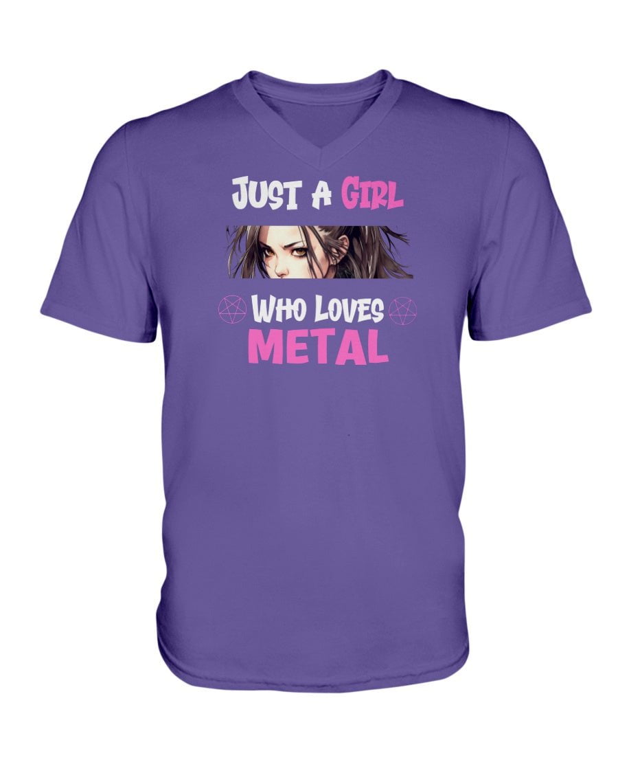 Purple Rush / XS Just a Girl Who Loves Metal Women's V-Neck T-Shirt FUEL-E2005B4