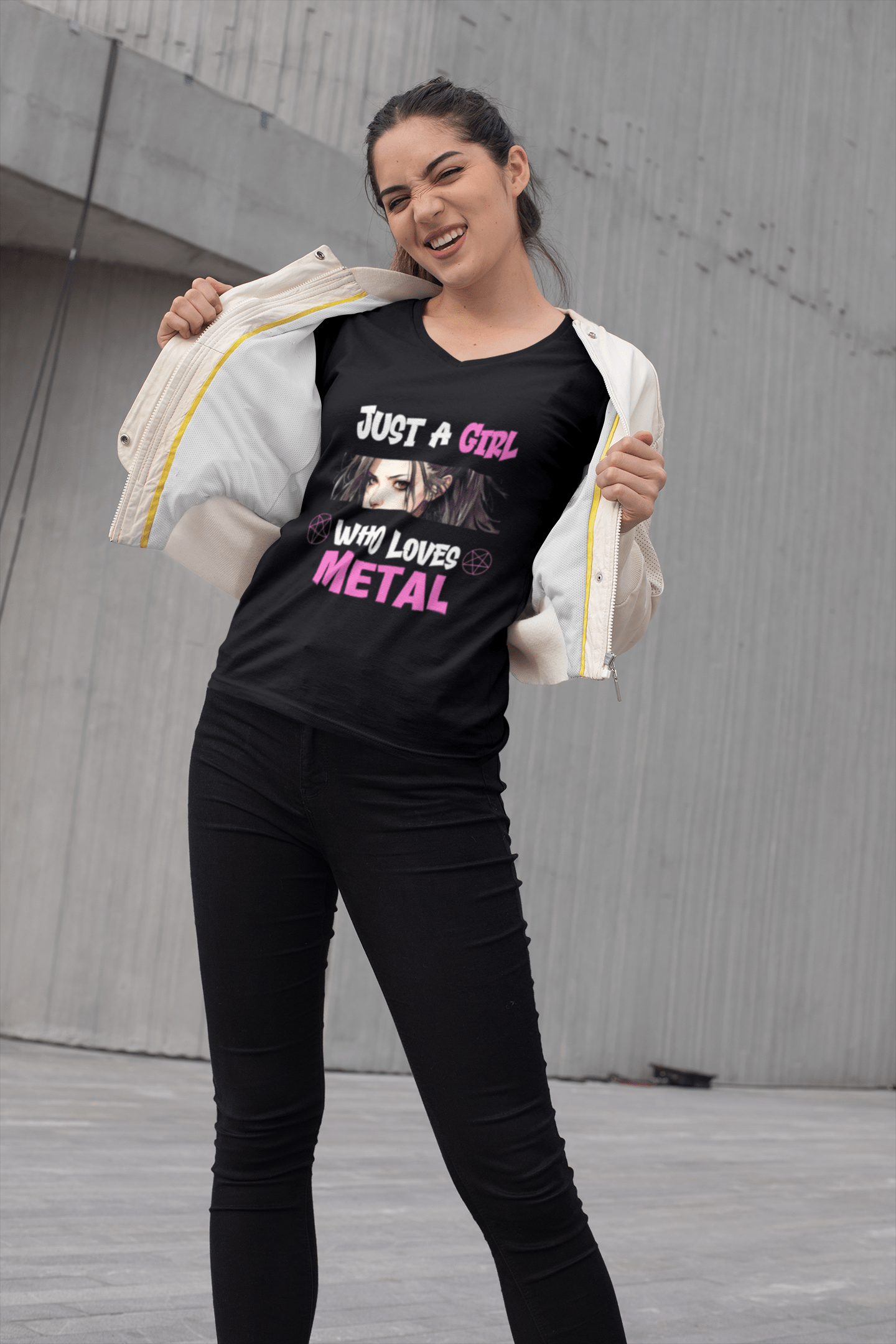 Just a Girl Who Loves Metal Women's V-Neck T-Shirt