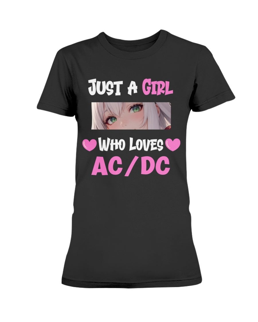 Black / XS Just a Girl Who Loves AC/DC Women's T-Shirt FUEL-D041852