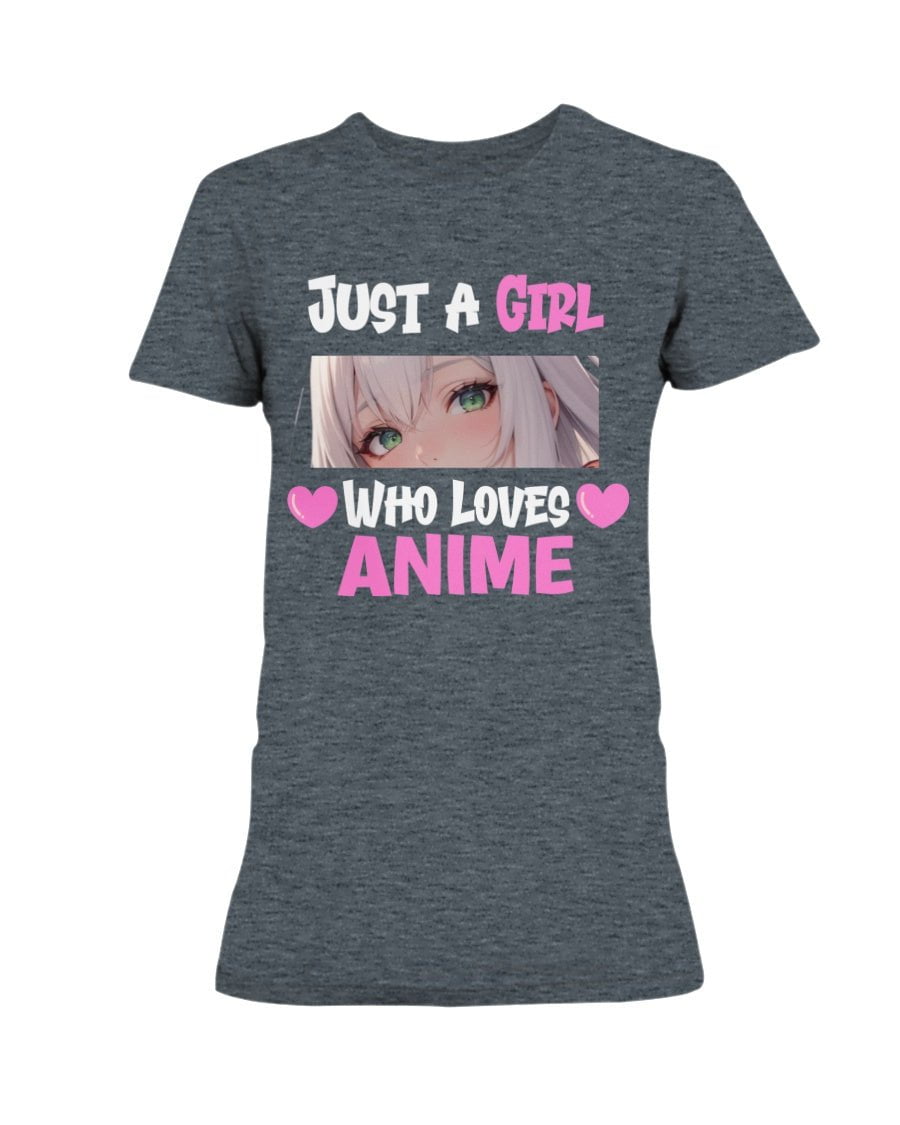 Dark Heather / XS Just a Girl Who Loves Anime Women's T-Shirt FUEL-EABDFEB