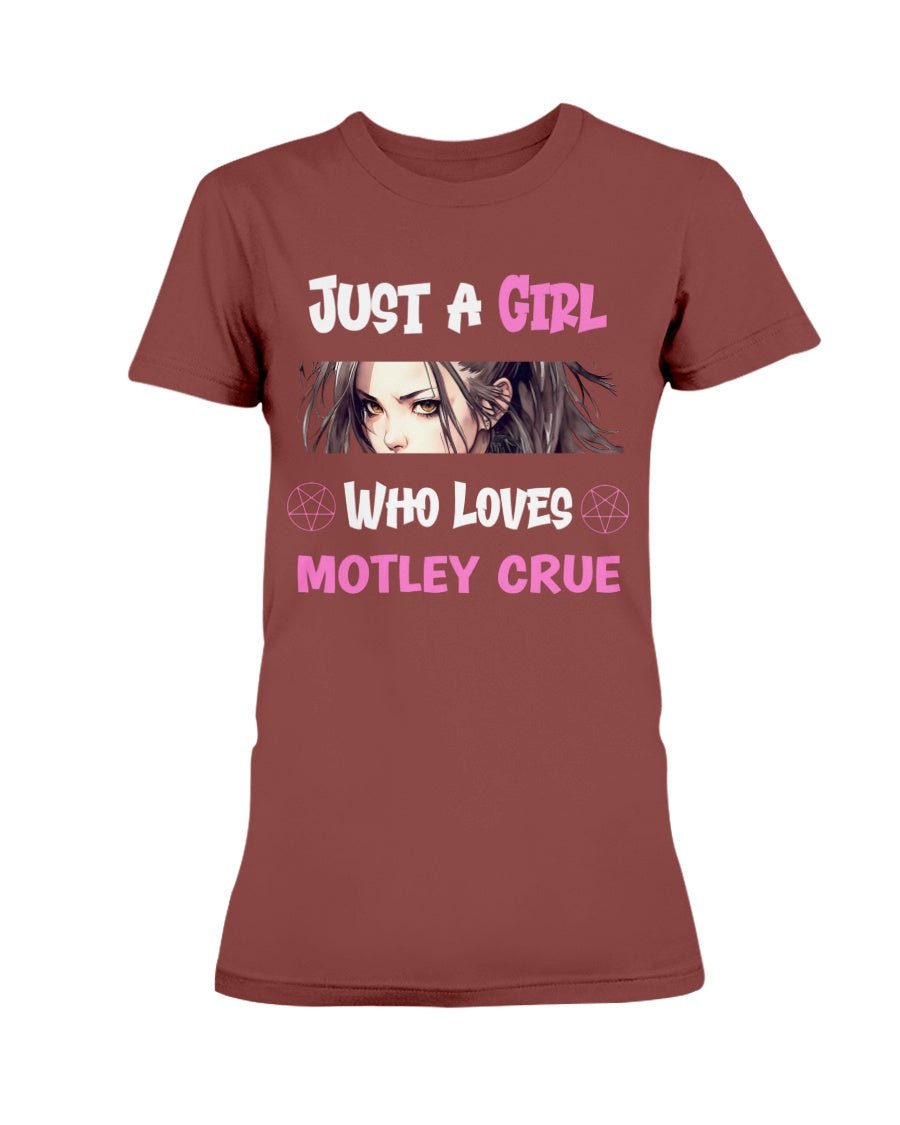 Maroon / XS Just a Girl Who Loves Motley Crue Women's T-Shirt FUEL-5E7959A