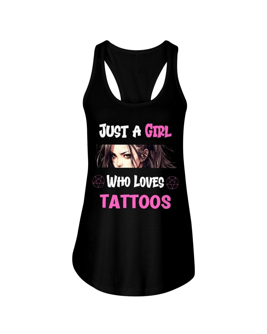 Shirts Black / XS Just a Girl Who Loves Tattoos Women's Racerback Tank