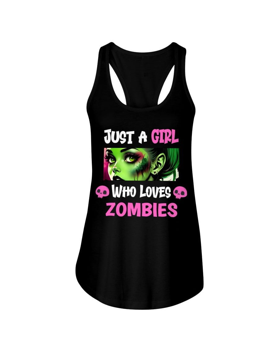 Black / XS Just a Girl Who Loves Zombies Women's Racerback Tank Top FUEL-1D1E87F