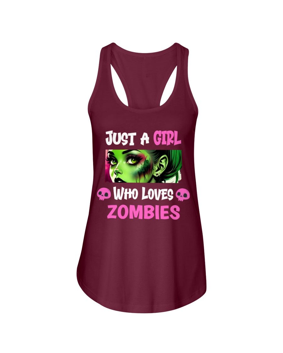 Maroon / XS Just a Girl Who Loves Zombies Women's Racerback Tank Top FUEL-7059343