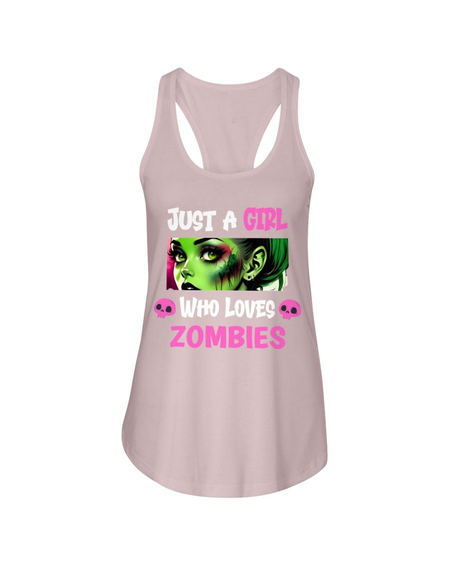 Pink / XS Just a Girl Who Loves Zombies Women's Racerback Tank Top FUEL-54DCA51