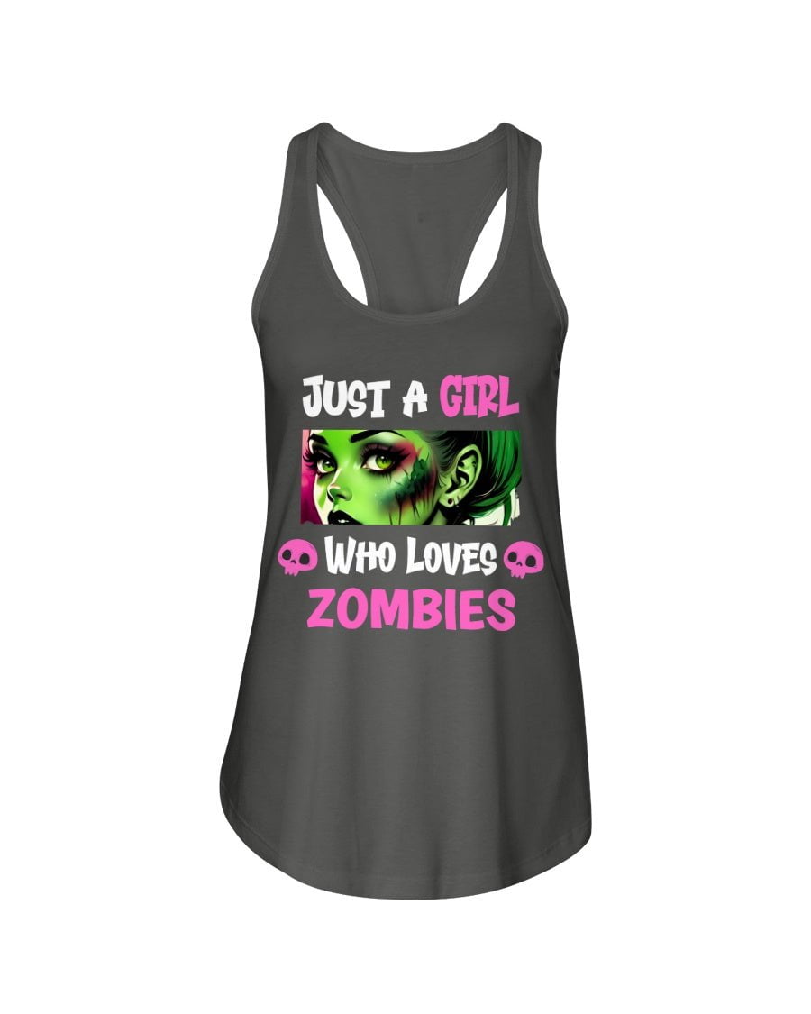 Dark Grey / XS Just a Girl Who Loves Zombies Women's Racerback Tank Top FUEL-34A2614