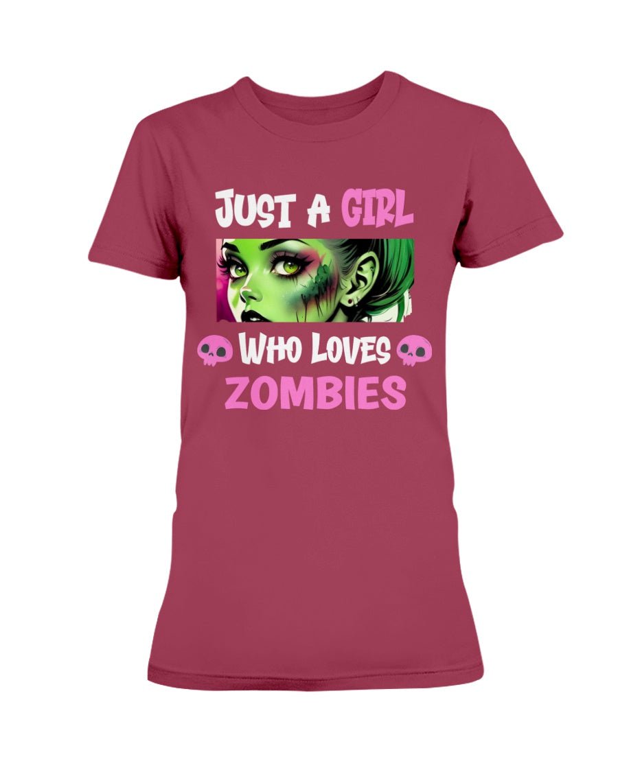 Cardinal Red / XS Just a Girl Who Loves Zombies Women's T-Shirt FUEL-1F35E13