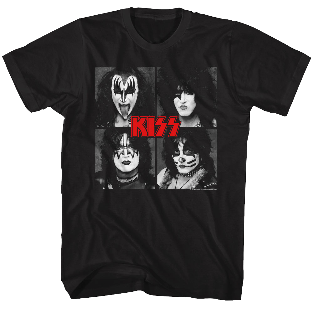 Shirt KISS Four Squares New Line Up Slim Fit T-Shirt