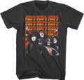 KISS - Repeat Logo Band Photo Dark Grey Slim Fit T-Shirt