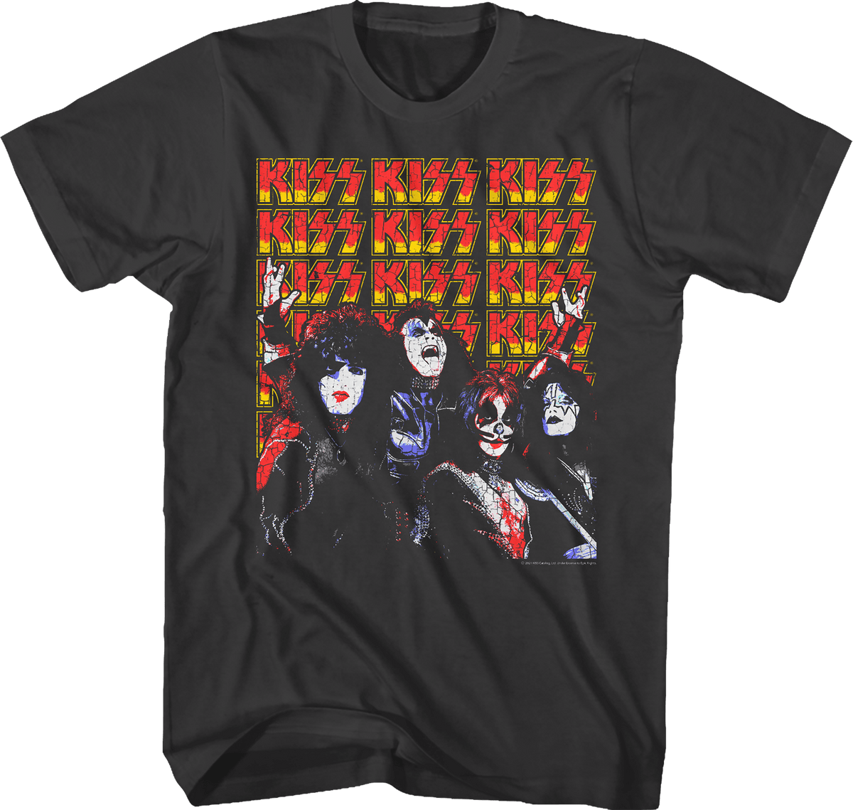 Shirt KISS - Repeat Logo Band Photo Slim Fit T-Shirt