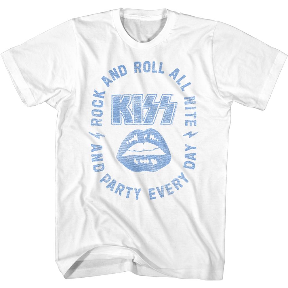 Shirt KISS Rock and Roll All Nite White Slim Fit T-Shirt