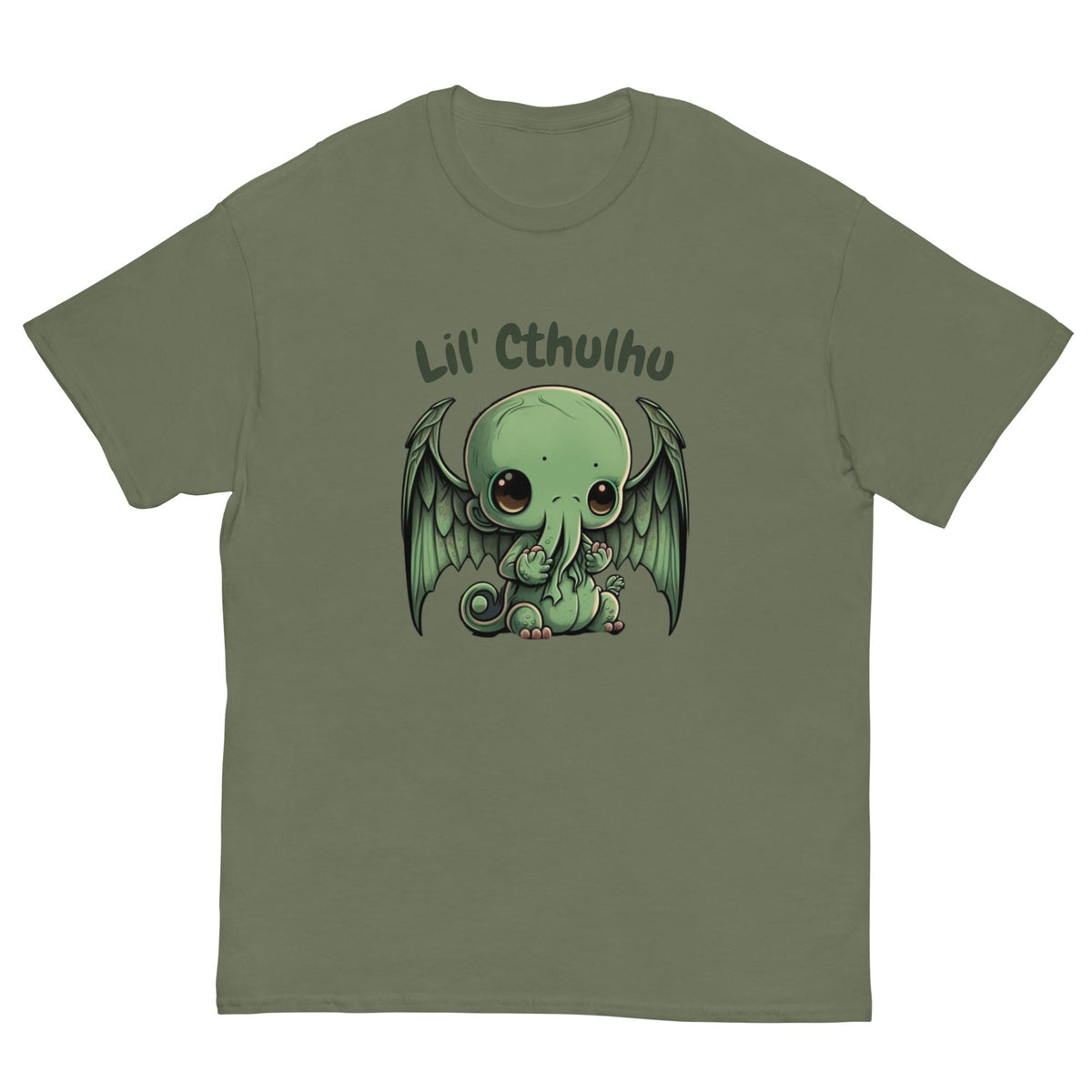 Military Green / S Lil' Cthulhu Lovecraftian Cuteness T-Shirt 5095779_15867