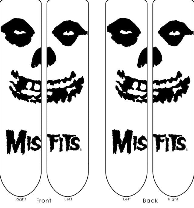 Socks One Size Fits All Misfits White Fiend Skull All Over Print Socks