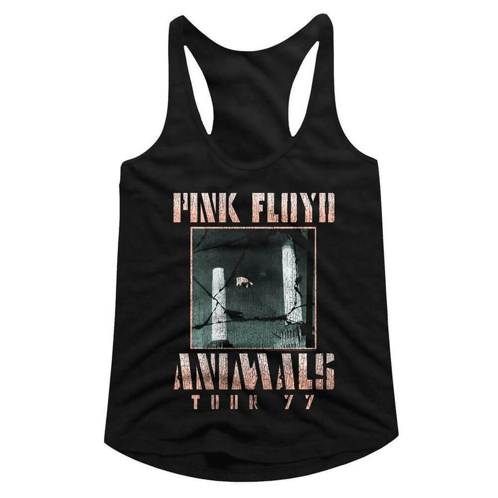 Pink Floyd Animals 77 Tour Distressed Juniors Racer Back Tank Top