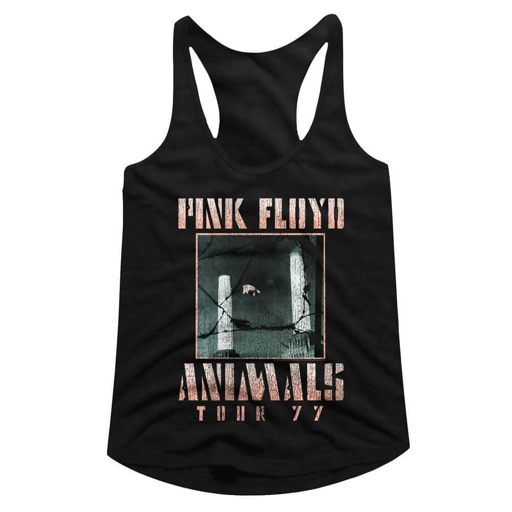 Shirt Pink Floyd Animals 77 Tour Distressed Juniors Racer Back Tank Top