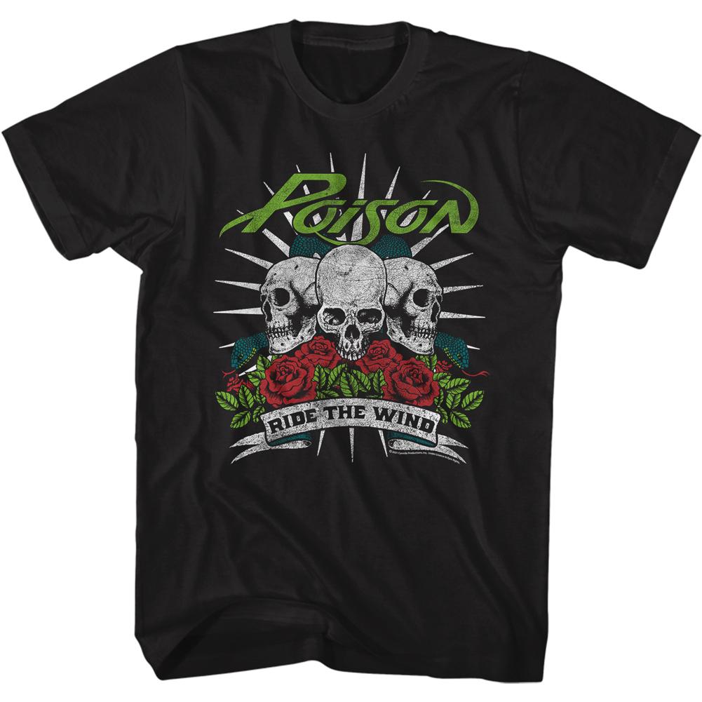 Poison Cat Ride the Wind Skulls Slim Fit T-Shirt