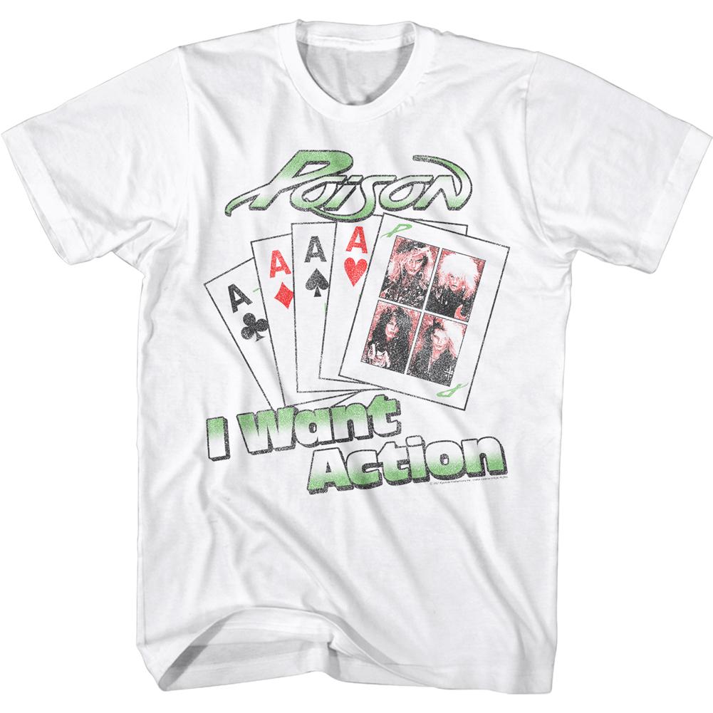 Poison I Want Action Cards White Slim Fit T-Shirt