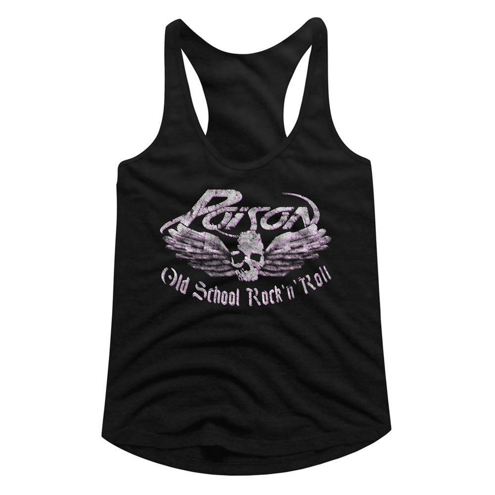 Shirt Poison Old School Rock n Roll Juniors Racer Back Tank Top