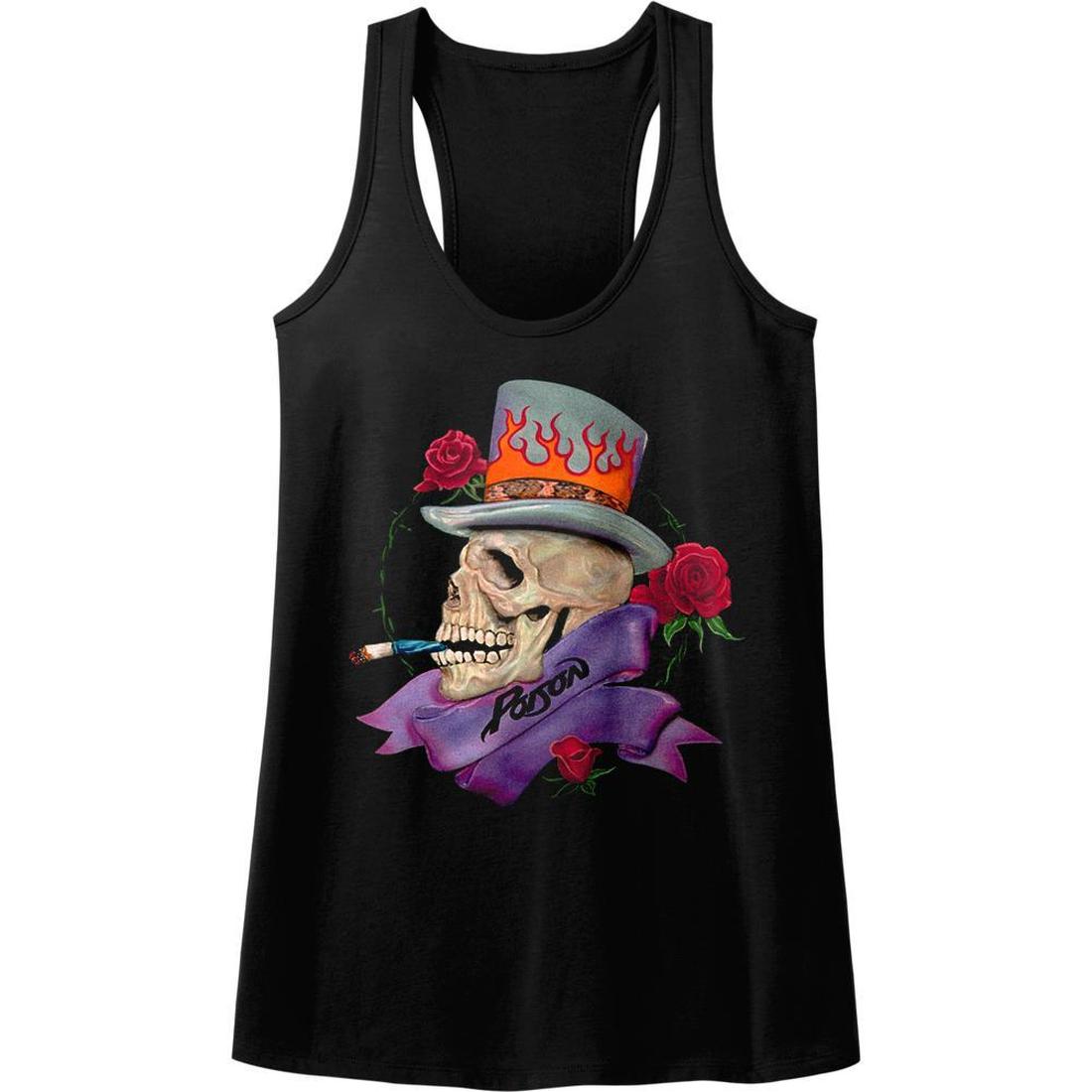 Poison Smoking Skull Women's Racer Back Tank Top