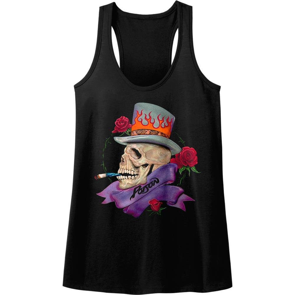 Shirt Poison Smoking Skull Juniors Racer Back Tank Top