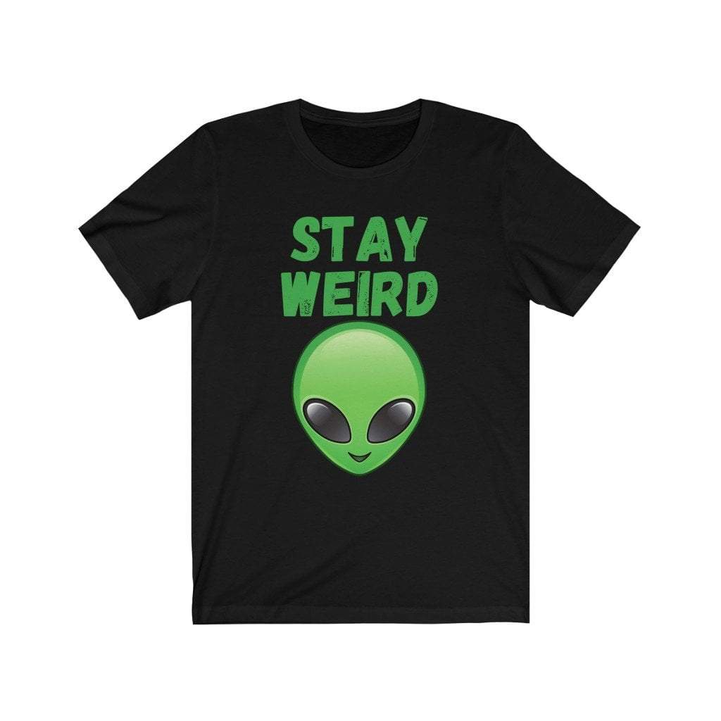 Black / L Stay Weird Alien Face T-Shirt 2771874556