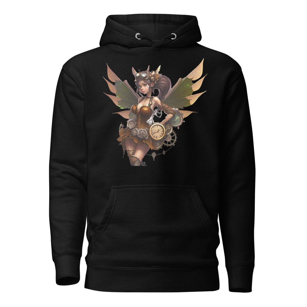 Black / S Steampunk Clockwork Fairy Pullover Hoodie