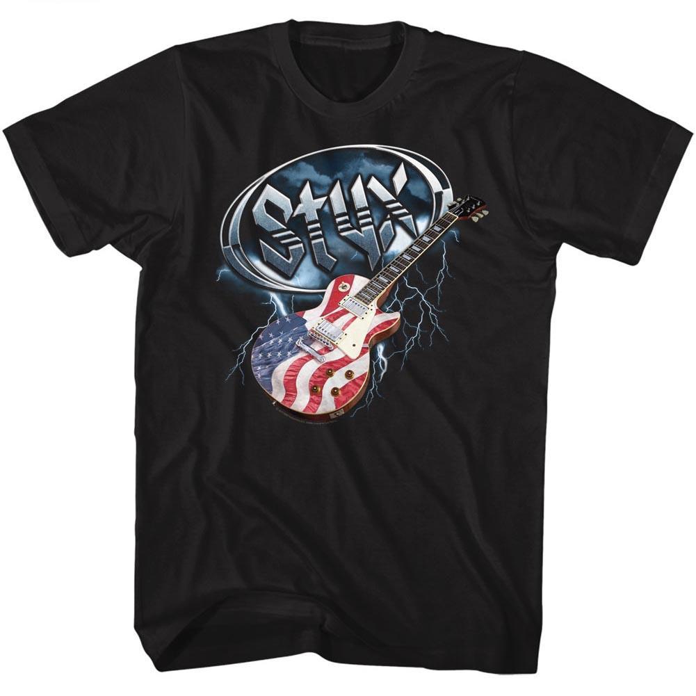 Shirt Styx Flag Guitar Black T-Shirt