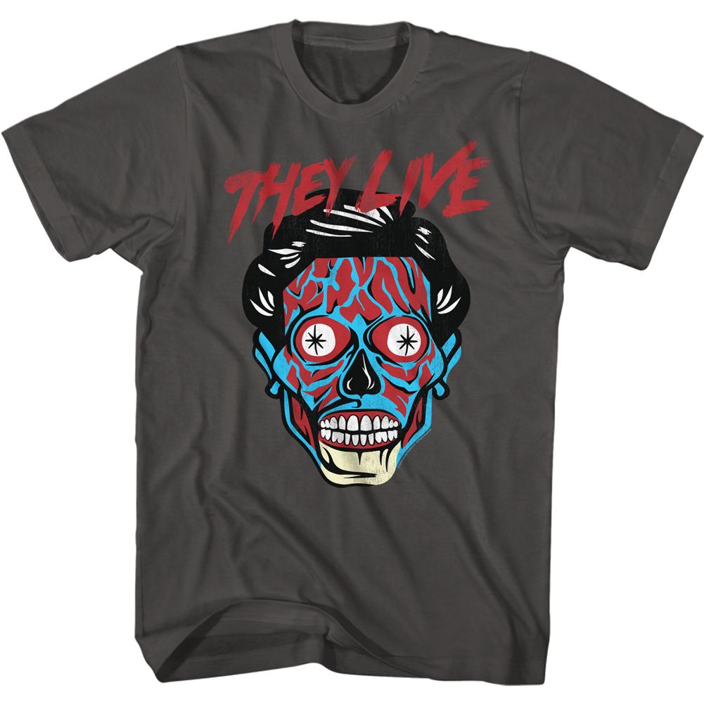 They Live - Alien Head Grey Slim Fit T-Shirt