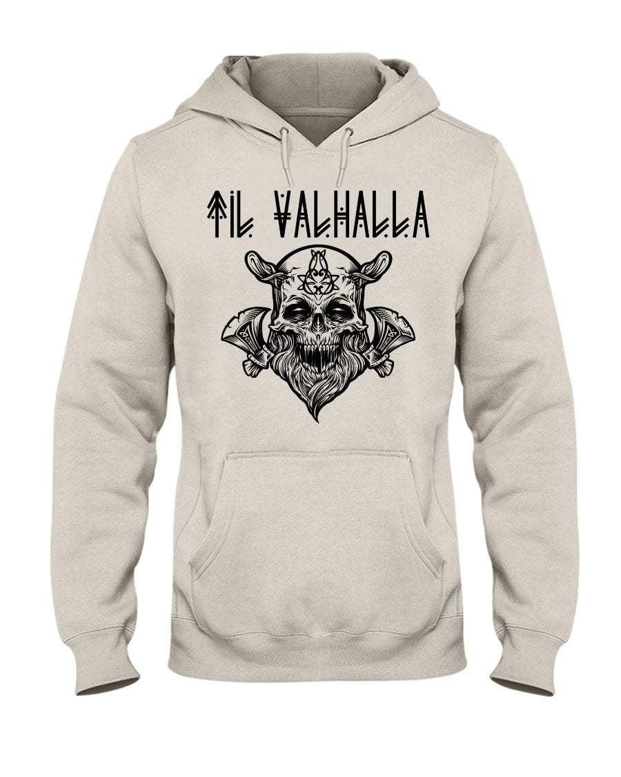 Sand / S Til Valhalla Viking Skull Pullover Hoodie FUEL-EF49FEA