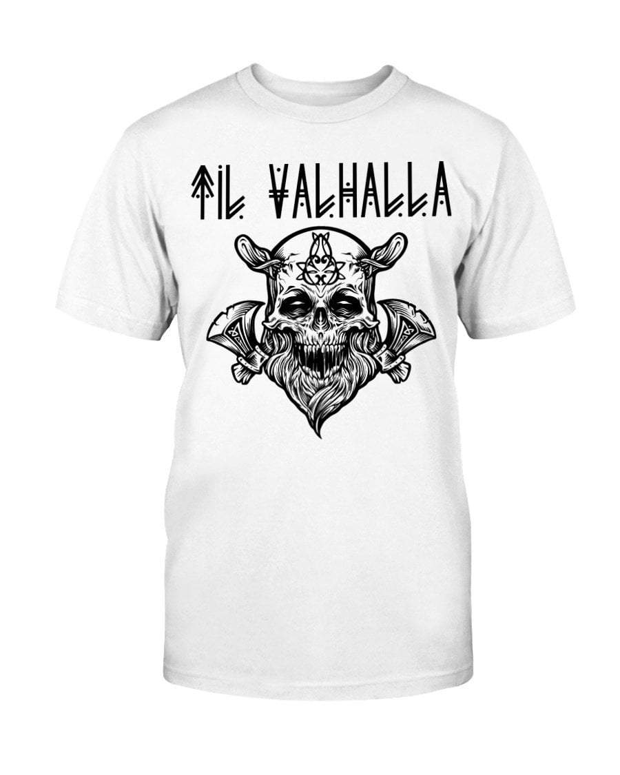 White / S Til Valhalla Viking Skull T-Shirt FUEL-7483682