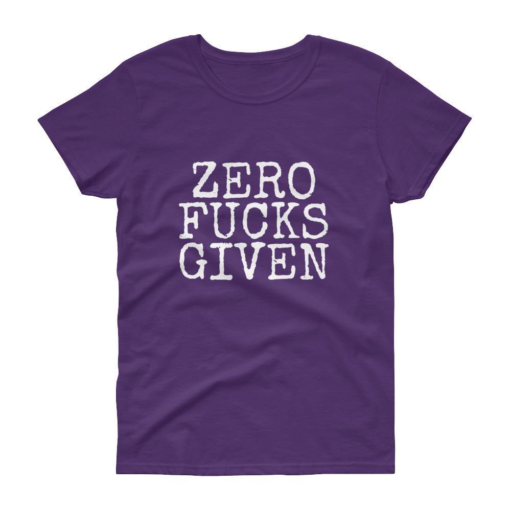  Purple / S Zero F*cks Given Juniors T-Shirt