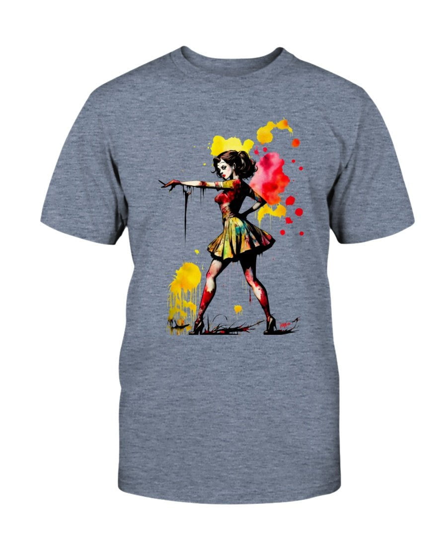 Blue / XS Zombie a Go Go Pin-Up Girl Slim Fit T-Shirt FUEL-FD731FE
