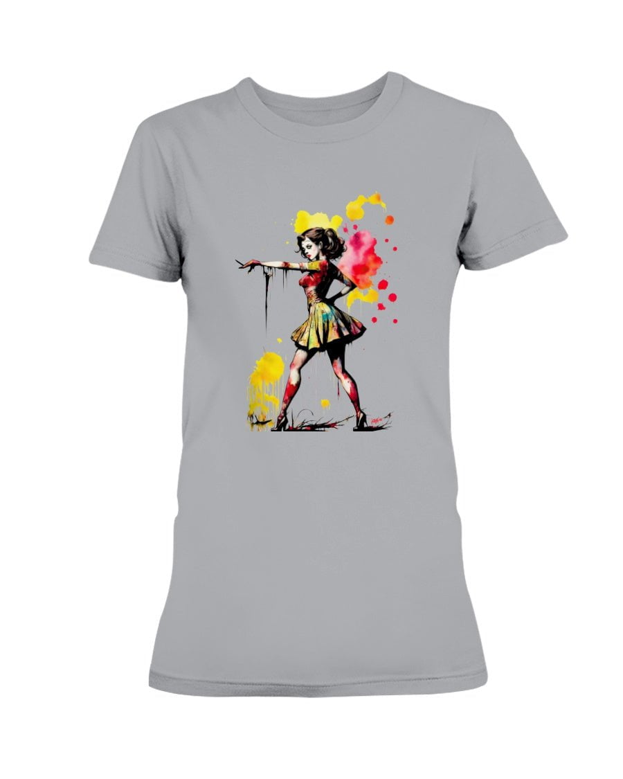 Grey / XS Zombie A Go Go Pin Up Girl Women's T-Shirt FUEL-A992715