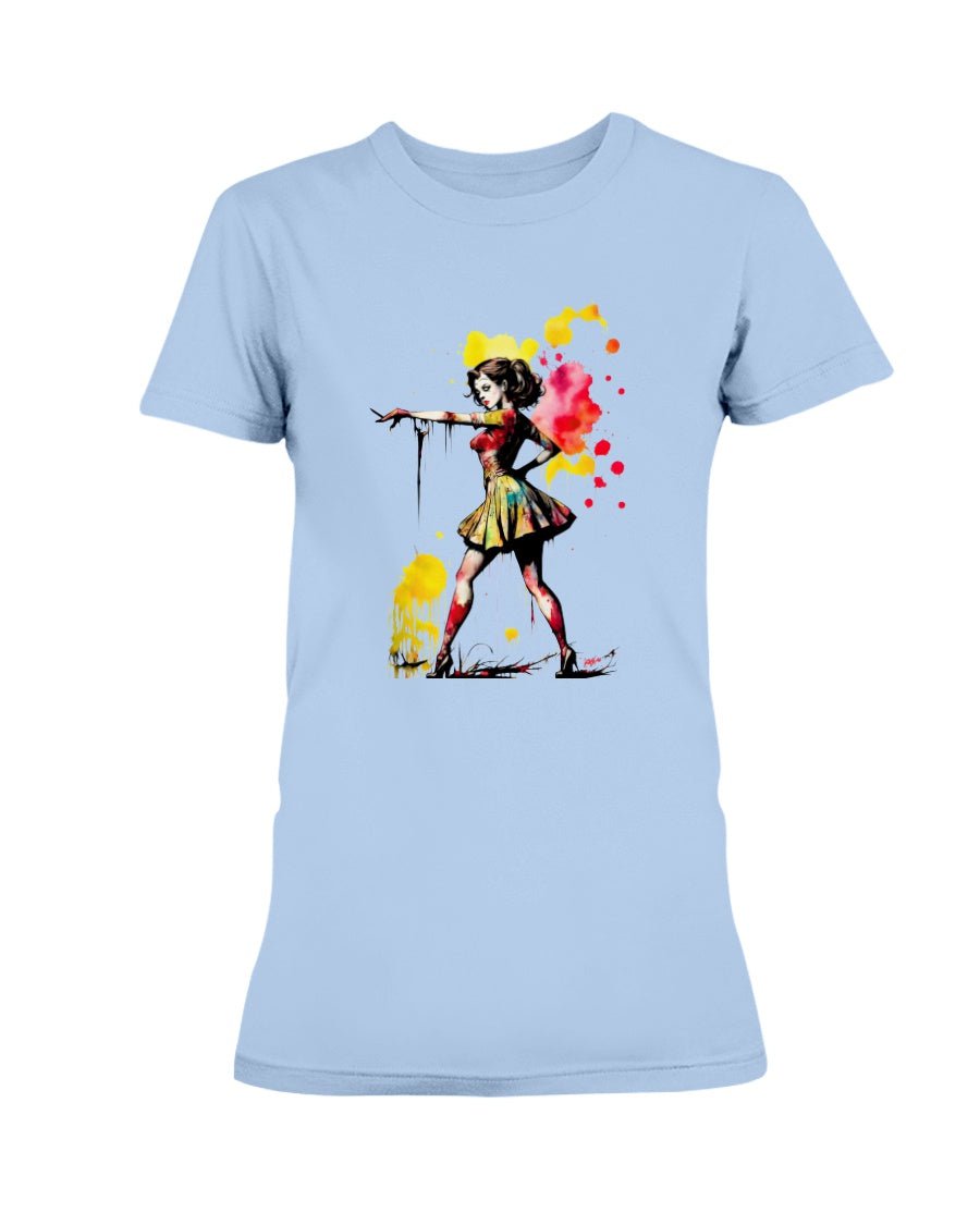 Light Blue / XS Zombie A Go Go Pin Up Girl Women's T-Shirt FUEL-FC24C1A