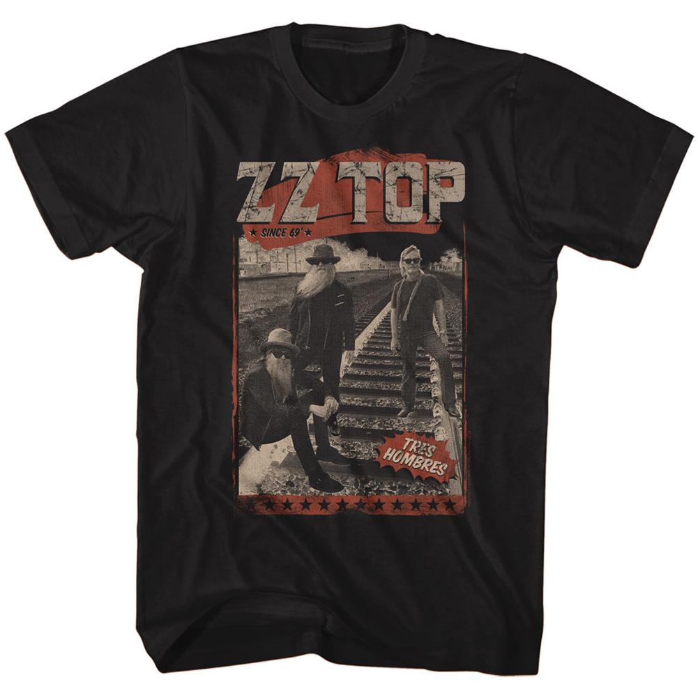ZZ TOP Hombres Train Tracks Slim Fit T-Shirt