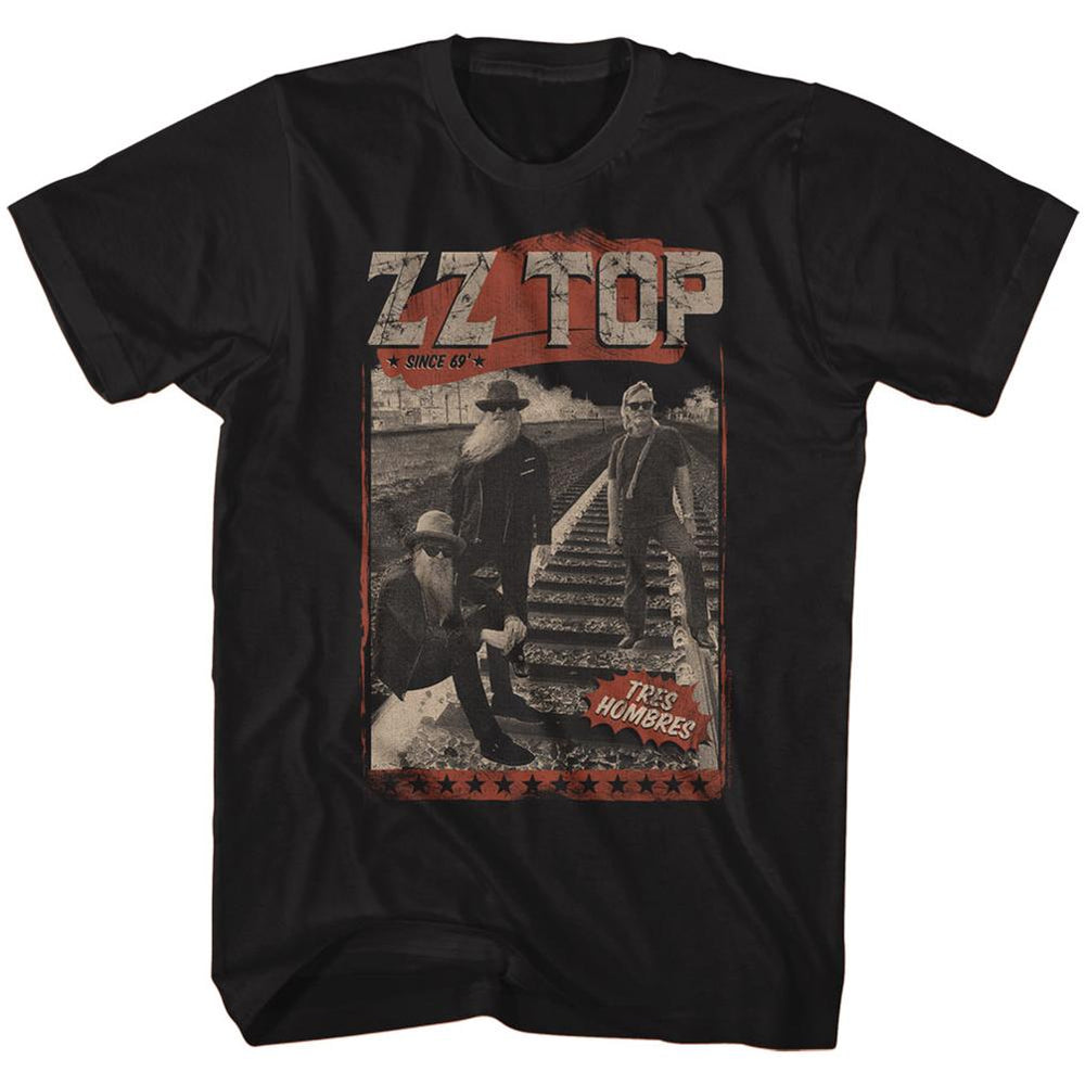 ZZ TOP Hombres Train Tracks Slim Fit T-Shirt